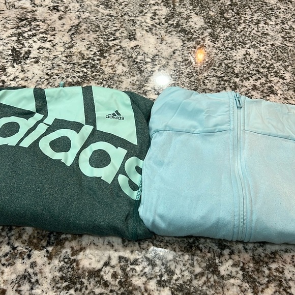Vintage Adidas Hoodie Sweatshirt Zipper Green Adult Women Small Climawarm Bundle - Picture 1 of 8
